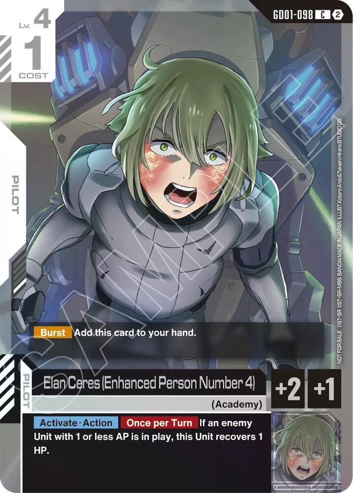 Elan Ceres (Enhanced Person Number 4) (Store Tournament Participation Pack 05) GD01-098 card from Gundam Promotional Cards