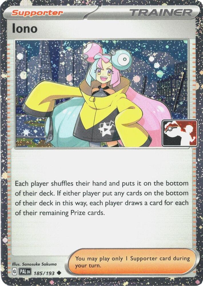 Iono (Cosmos Holo) 185/193 card from Prize Pack Series Cards
