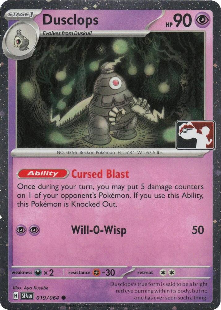 Dusclops (Cosmos Holo) 019/064 card from Prize Pack Series Cards