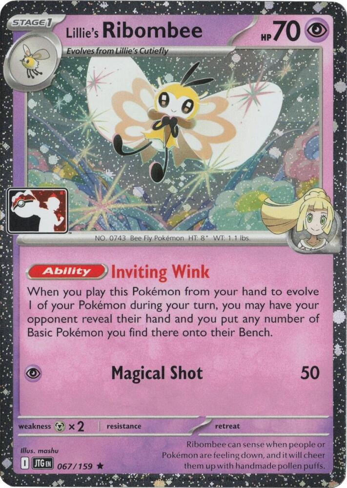 Lillie's Ribombee (Cosmos Holo) 067/159 card from Prize Pack Series Cards