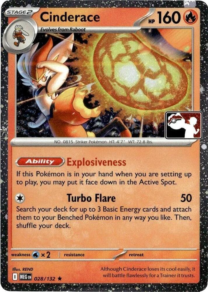 Cinderace  (Cosmos Holo) 028/132 card from Prize Pack Series Cards