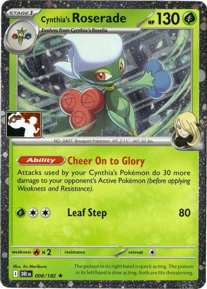 Cynthia's Roserade (Cosmos Holo) 008/182 card from Prize Pack Series Cards