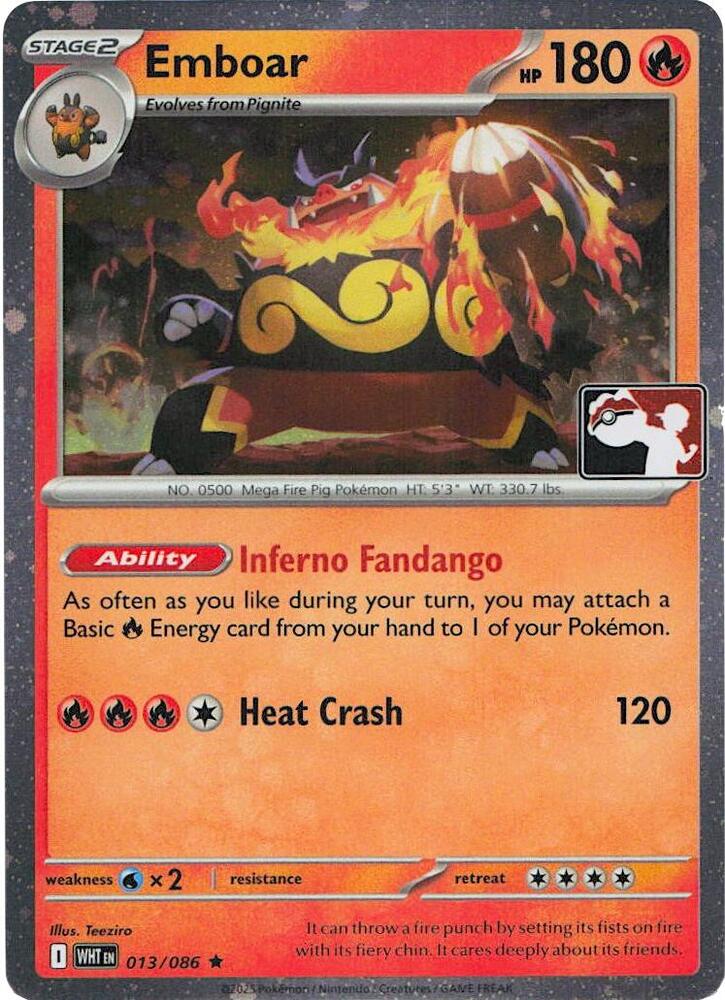 Emboar (Cosmos Holo) 013/086 card from Prize Pack Series Cards