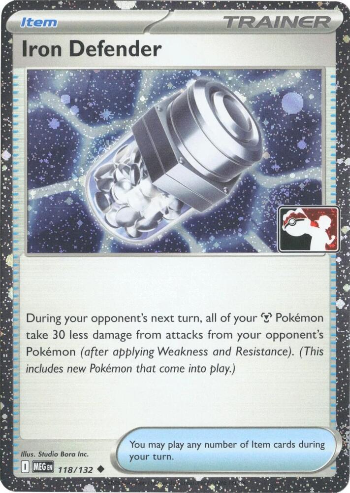 Iron Defender (Cosmos Holo) 118/132 card from Prize Pack Series Cards