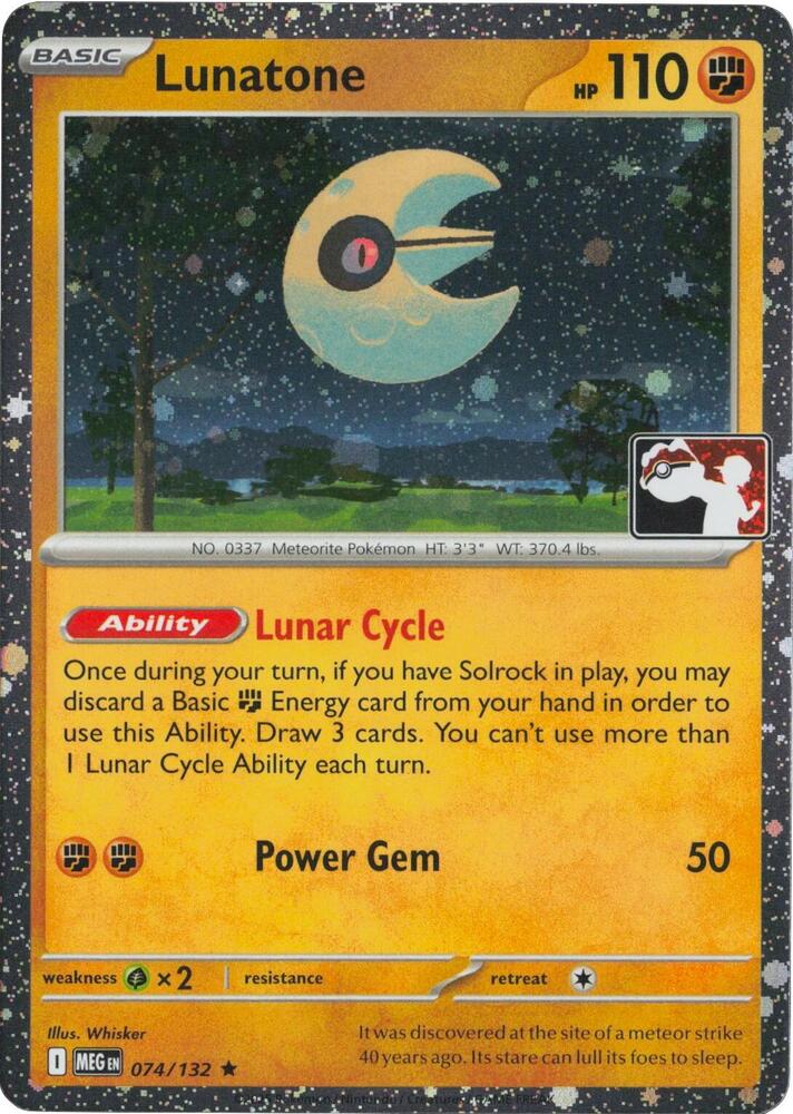 Lunatone (Cosmos Holo) 074/132 card from Prize Pack Series Cards
