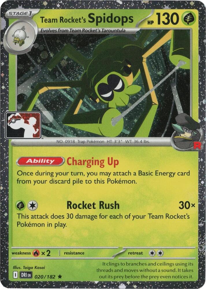 Team Rocket's Spidops (Cosmos Holo) 020/182 card from Prize Pack Series Cards