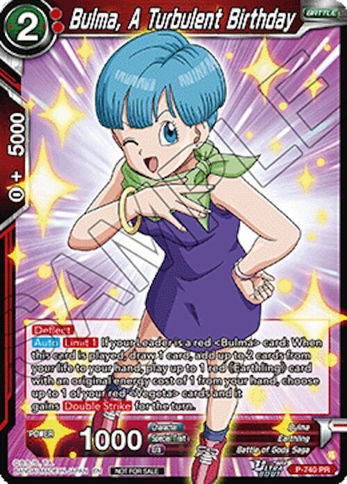 Bulma, A Turbulent Birthday (Ultra-Bout Series Tournament Pack Vol.3) P-740 card from Tournament Promotion Cards
