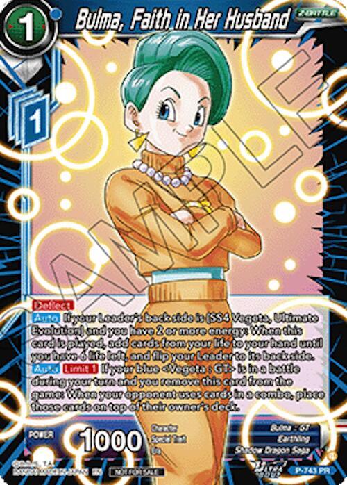 Bulma, Faith in Her Husband (Ultra-Bout Series Tournament Pack Vol.3) P-743 card from Tournament Promotion Cards