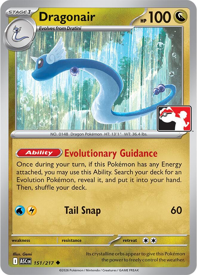 Dragonair 151/217 card from Prize Pack Series Cards