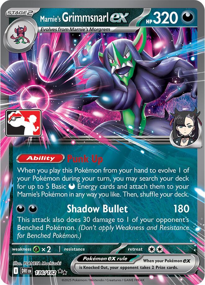 Marnie's Grimmsnarl ex 136/182 card from Prize Pack Series Cards