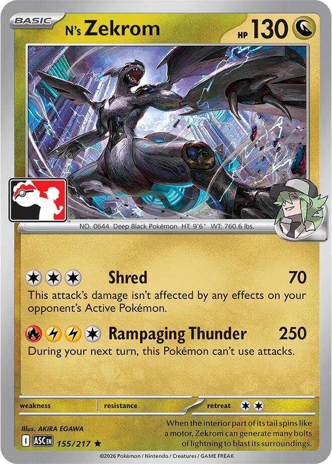 N's Zekrom 155/217 card from Prize Pack Series Cards