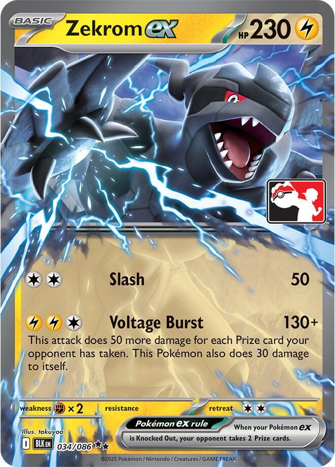 Zekrom ex (Right Stamp) 034/086 card from Prize Pack Series Cards