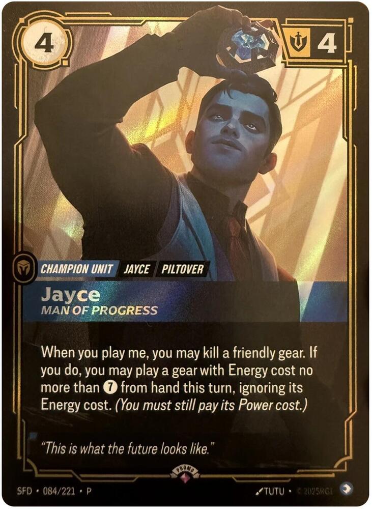 Jayce - Man of Progress 084/221 card from Riftbound Organized Play Promotional Cards