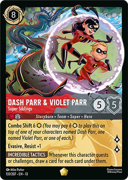 Dash Parr & Violet Parr - Super Siblings 133/204 card from Attack of the Vine!