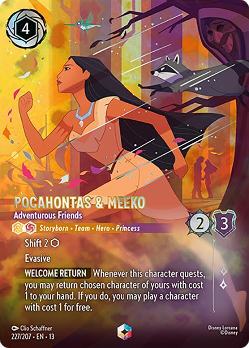 Pocahontas & Meeko - Adventurous Friends (Enchanted) 227/204 card from Attack of the Vine!