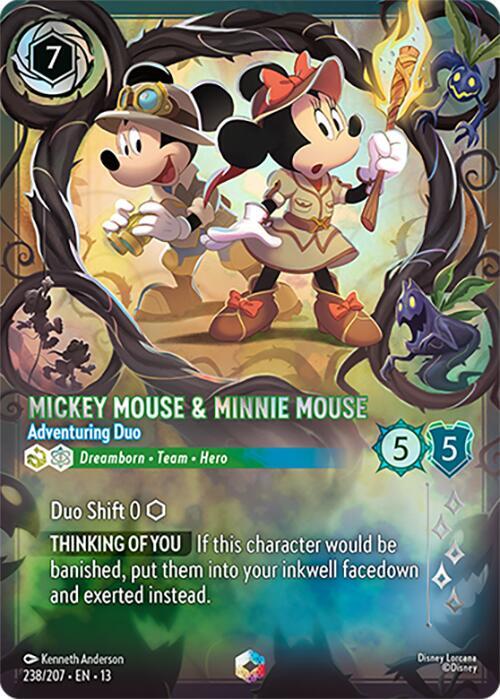 Mickey Mouse & Minnie Mouse - Adventuring Duo (Enchanted) 238/204 card from Attack of the Vine!