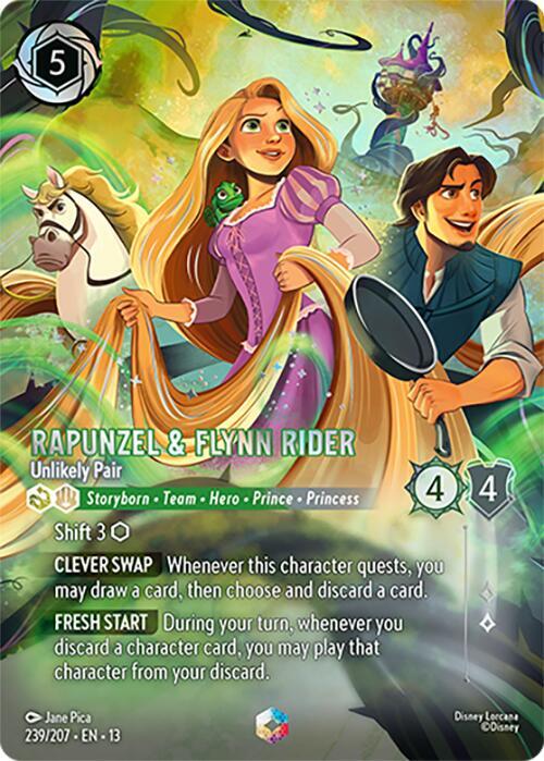 Rapunzel & Flynn Rider - Unlikely Pair (Enchanted) 239/204 card from Attack of the Vine!