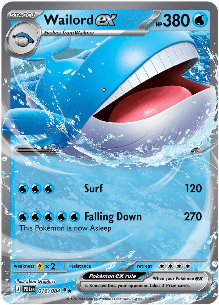 Wailord ex 016/084 card from ME05: Pitch Black