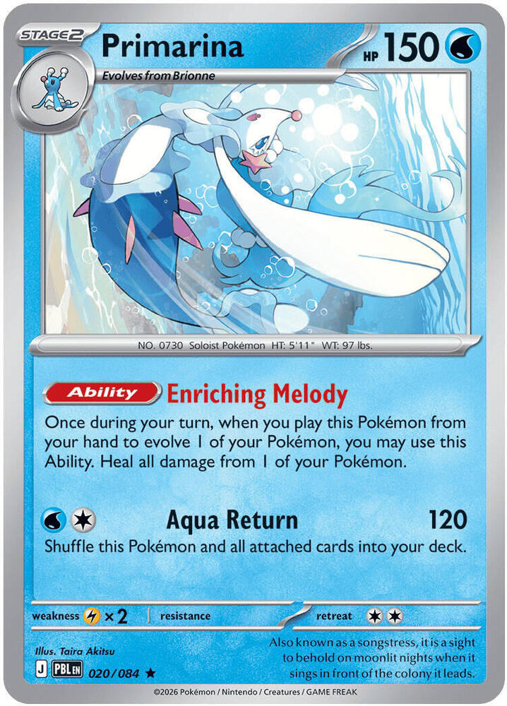 Primarina 020/084 card from ME05: Pitch Black