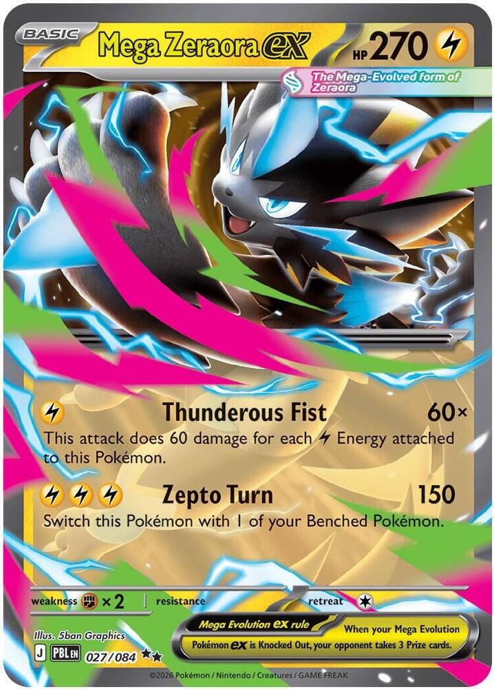 Mega Zeraora ex 027/084 card from ME05: Pitch Black