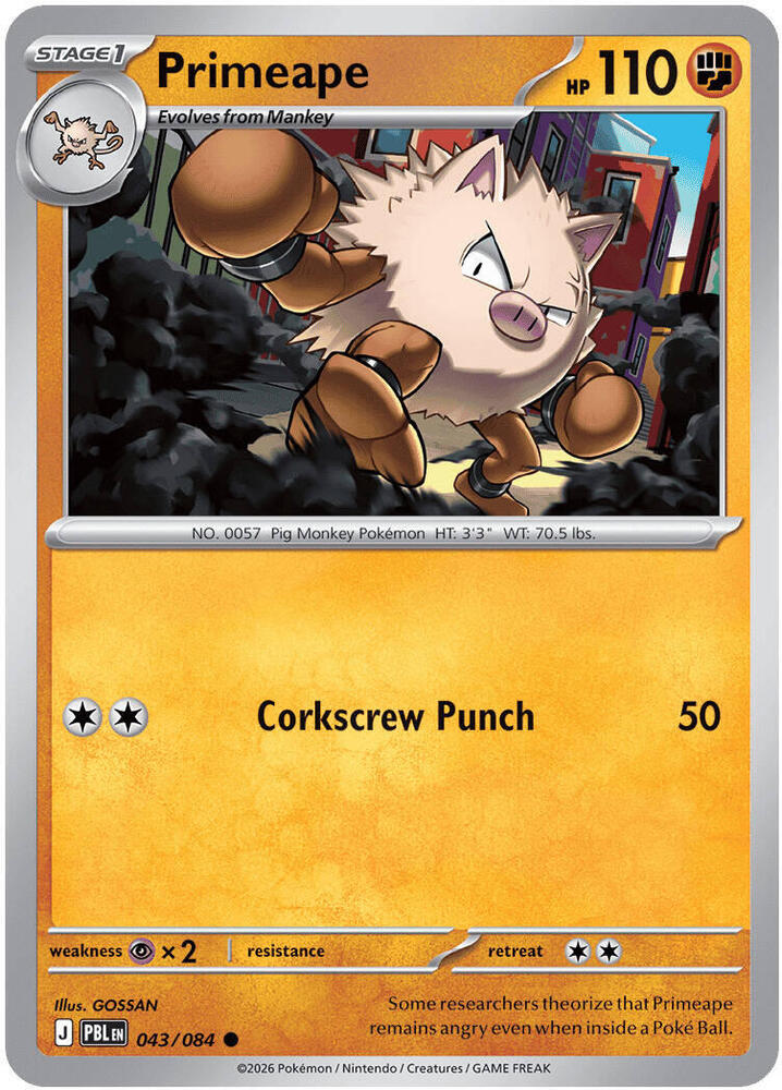 Primeape 043/084 card from ME05: Pitch Black