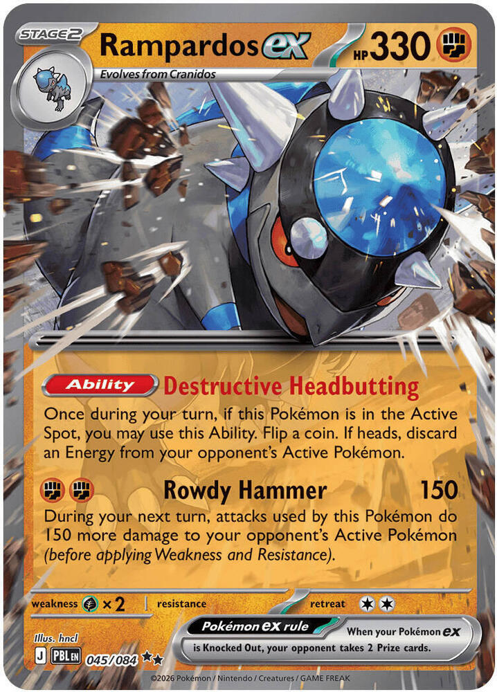 Rampardos ex 045/084 card from ME05: Pitch Black