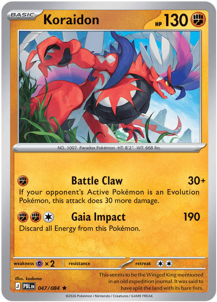 Koraidon 047/084 card from ME05: Pitch Black