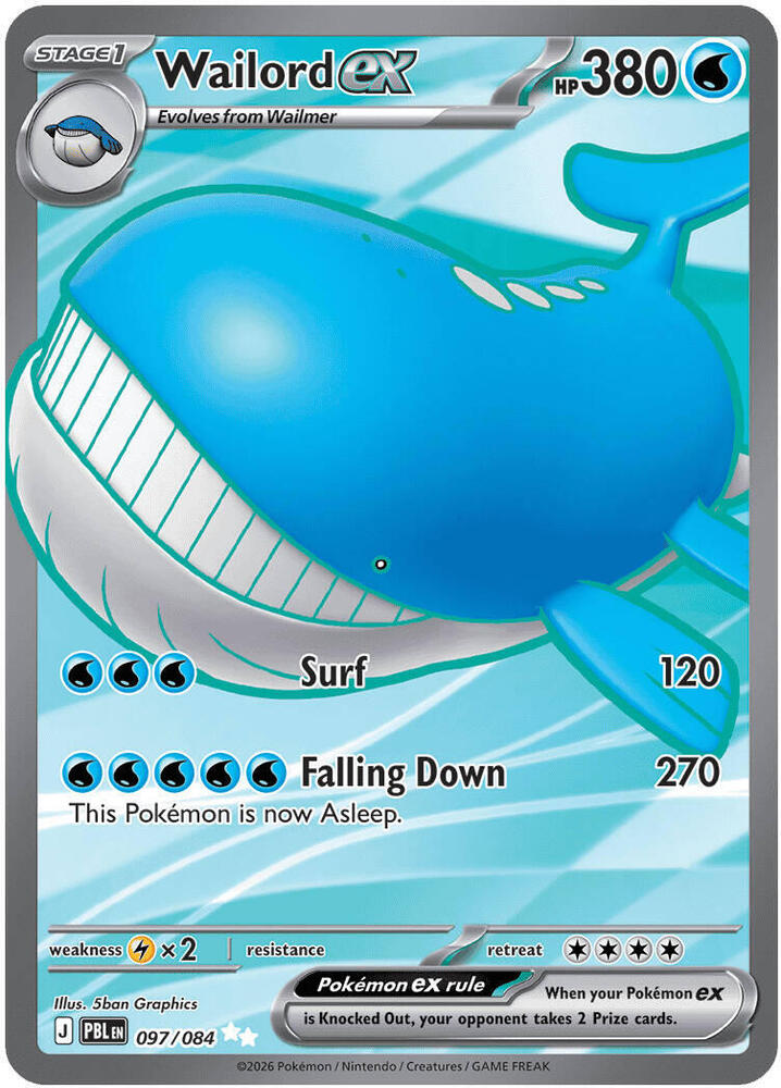 Wailord ex 097/084 card from ME05: Pitch Black