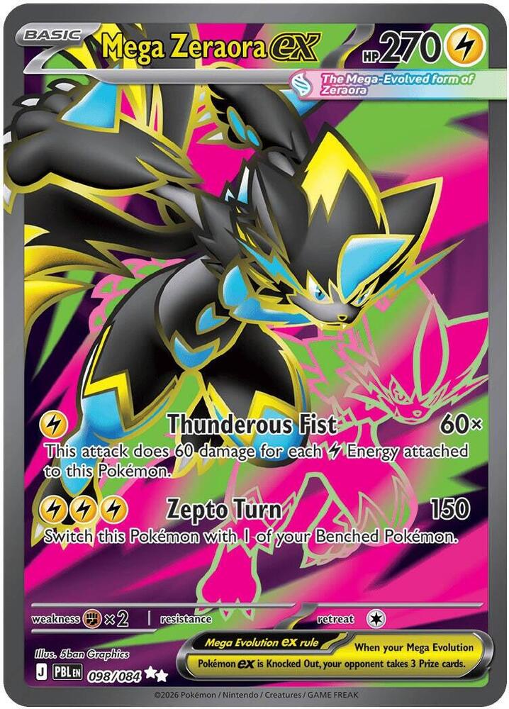 Mega Zeraora ex 098/084 card from ME05: Pitch Black