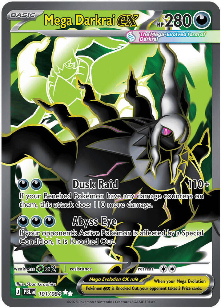 Mega Darkrai ex 101/084 card from ME05: Pitch Black