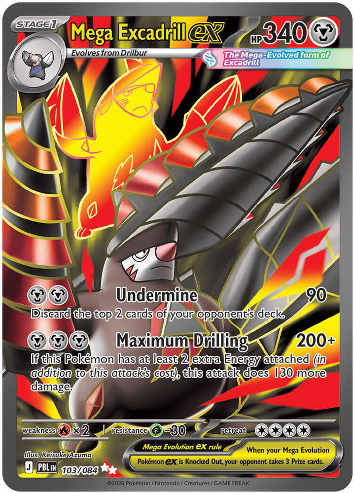 Mega Excadrill ex 103/084 card from ME05: Pitch Black