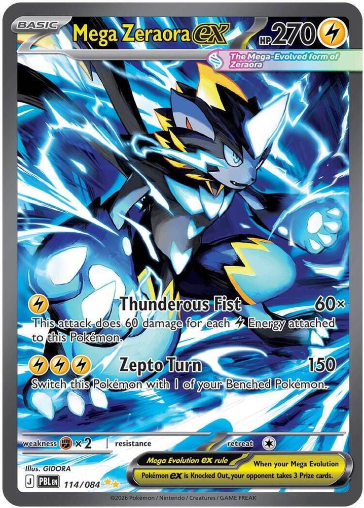 Mega Zeraora ex 114/084 card from ME05: Pitch Black