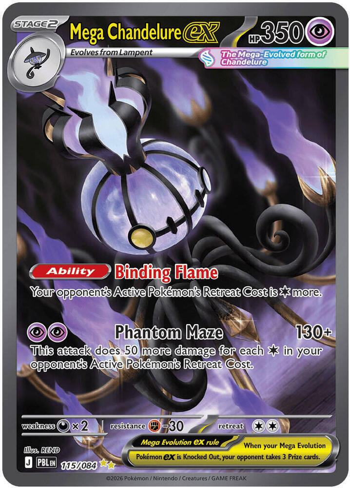 Mega Chandelure ex 115/084 card from ME05: Pitch Black