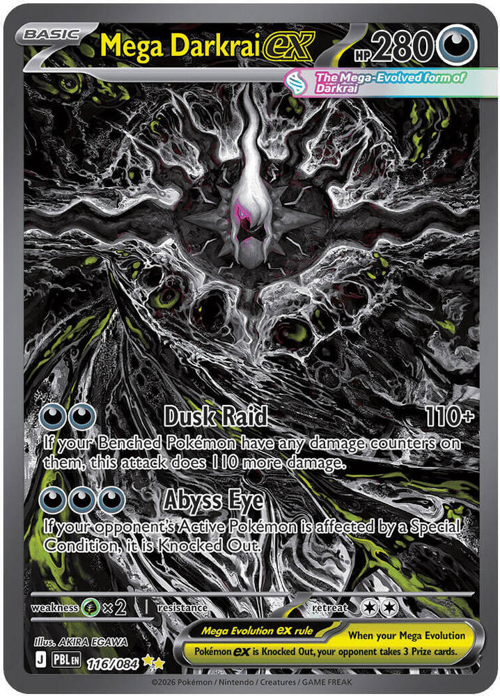 Mega Darkrai ex 116/084 card from ME05: Pitch Black