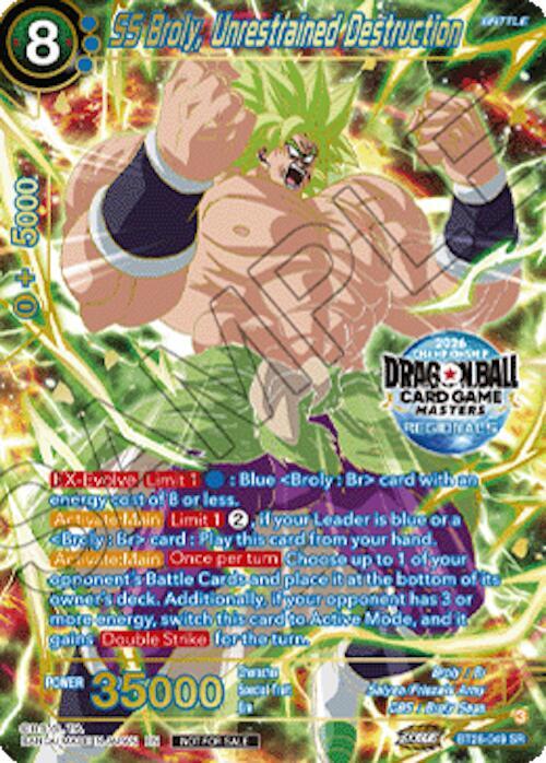 SS Broly, Unrestrained Destruction (2026 Championship Regionals) BT26-049 card from Tournament Promotion Cards