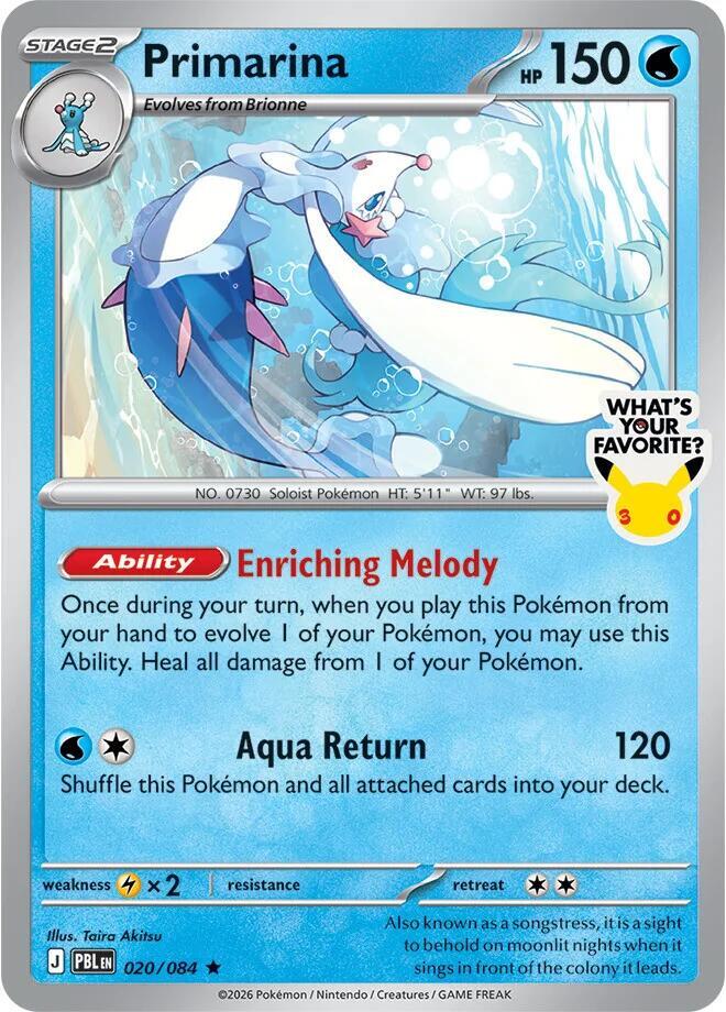 Primarina (What's Your Favorite Stamp) 020/084 card from Miscellaneous Cards & Products