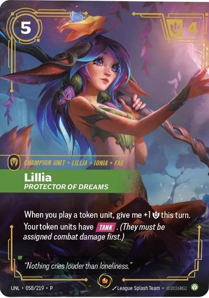 Lillia - Protector of Dreams 058/219 card from Riftbound Organized Play Promotional Cards