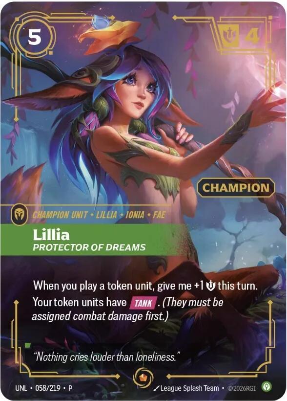 Lillia - Protector of Dreams (Champion) 058/219 card from Riftbound Organized Play Promotional Cards
