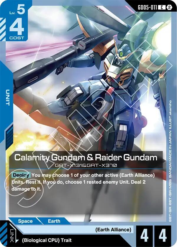 Calamity Gundam & Raider Gundam GD05-011 card from Freedom Ascension