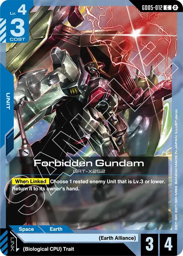 Forbidden Gundam GD05-012 card from Freedom Ascension