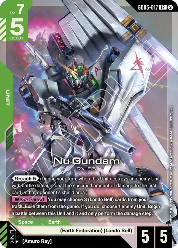 Nu Gundam GD05-017 card from Freedom Ascension