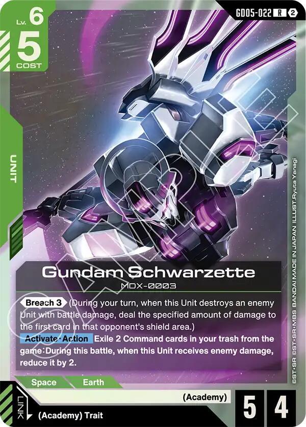 Gundam Schwarzette GD05-022 card from Freedom Ascension