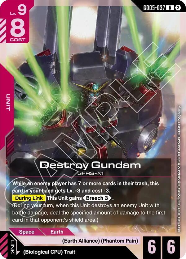 Destroy Gundam GD05-037 card from Freedom Ascension