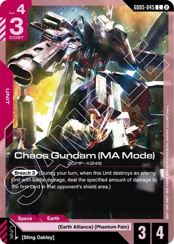 Chaos Gundam (MA Mode) GD05-045 card from Freedom Ascension