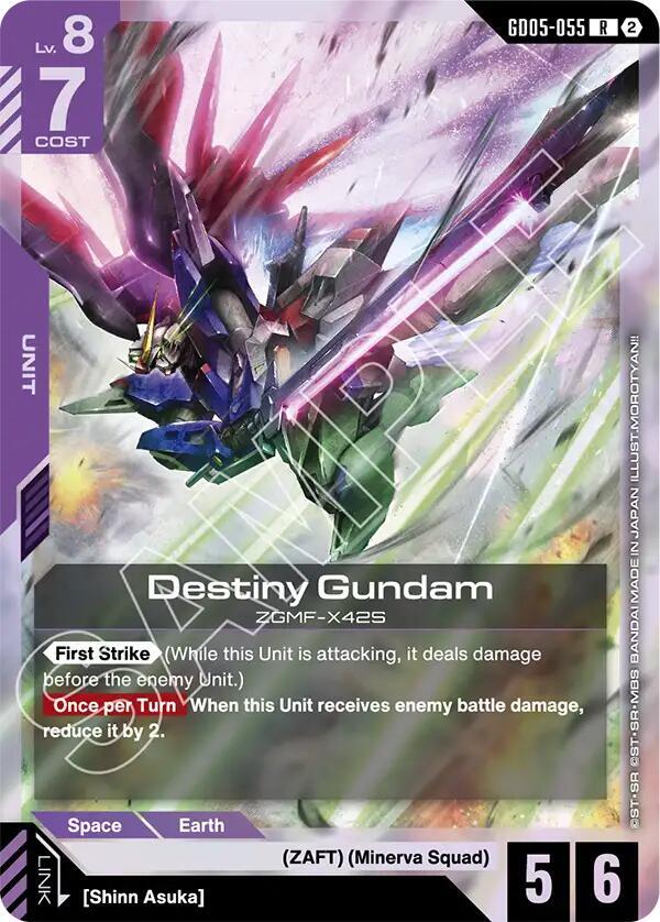 Destiny Gundam GD05-055 card from Freedom Ascension