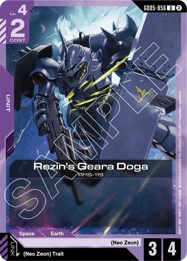 Rezin's Geara Doga GD05-056 card from Freedom Ascension
