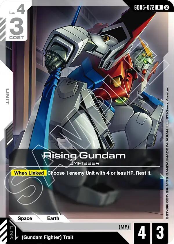 Rising Gundam GD05-072 card from Freedom Ascension