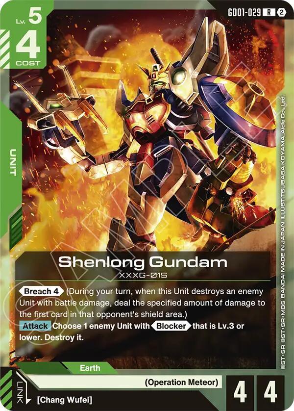 Shenlong Gundam GD01-029 card from Deck Build Box Freedom Ascension