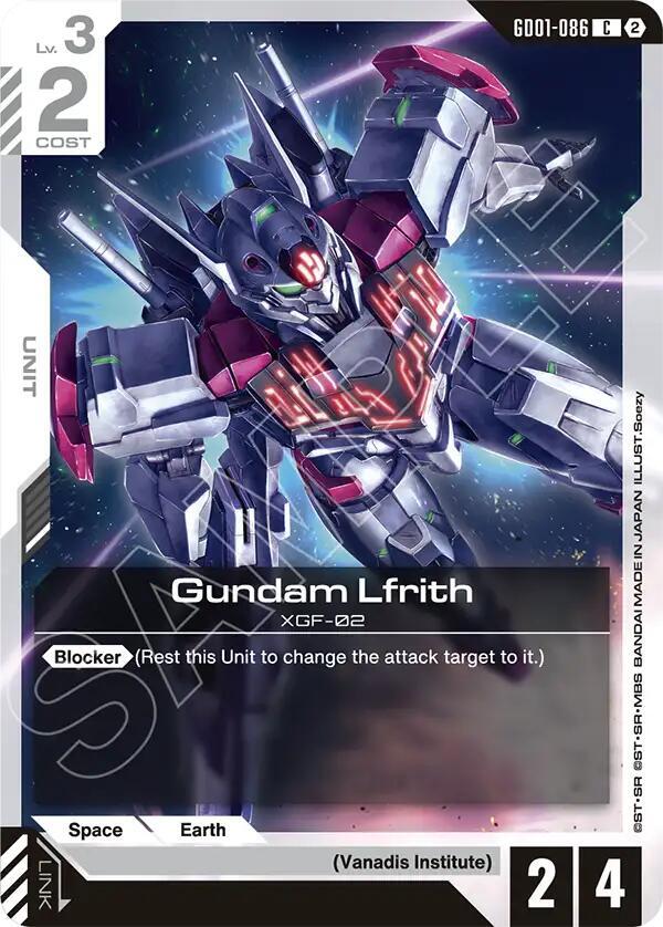 Gundam Lfrith GD01-086 card from Deck Build Box Freedom Ascension