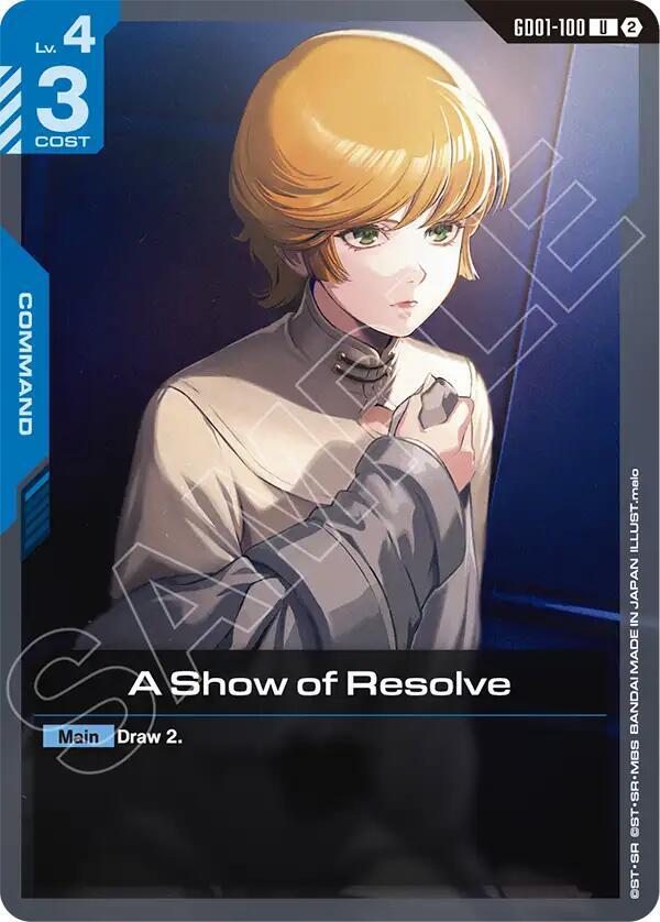 A Show of Resolve GD01-100 card from Deck Build Box Freedom Ascension